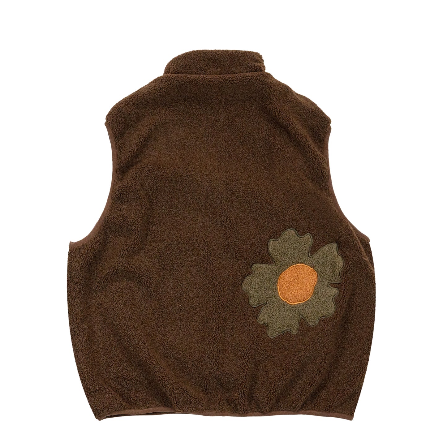 Flower Sherpa Reversible Vest - Brown