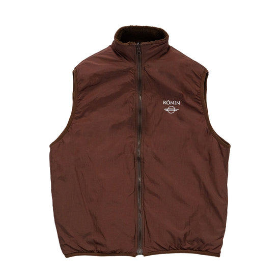 Flower Sherpa Reversible Vest - Brown