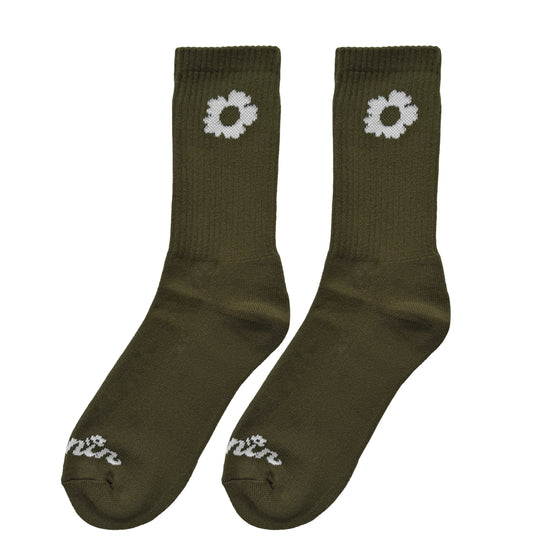 Flower Socks - Olive