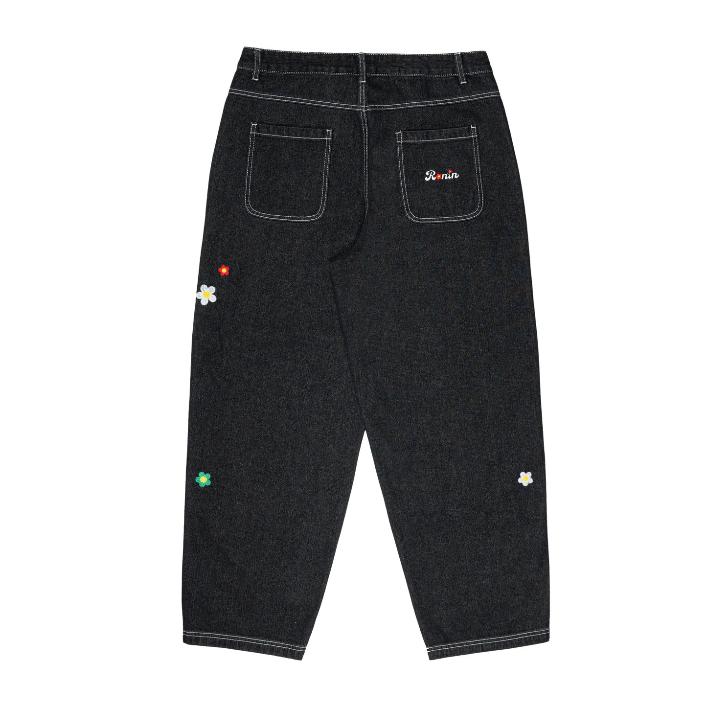 Flower Denim Pant Black RŌNIN