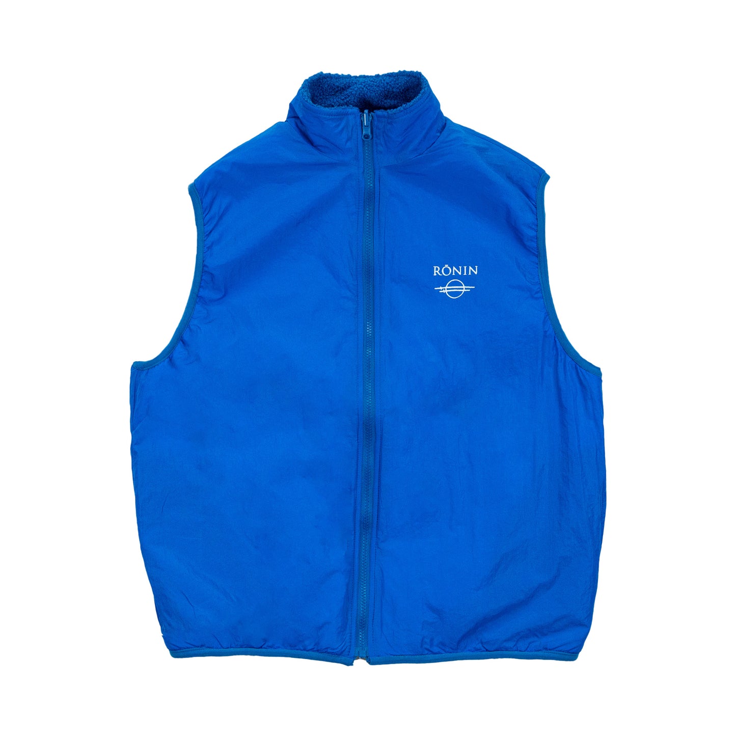 Flower Sherpa Reversible Vest - Blue