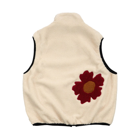 Flower Sherpa Reversible Vest - Cream