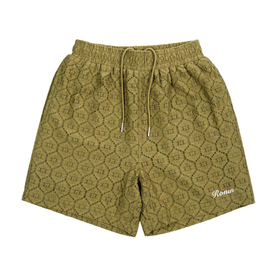 Load image into Gallery viewer, Honeycomb Lace Shorts - Olive

